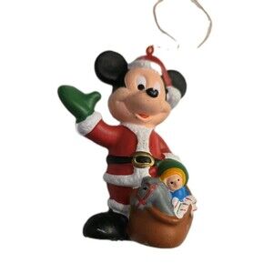 Disney Christmas Ornament MICKEY MOUSE as Santa Claus figure 4"